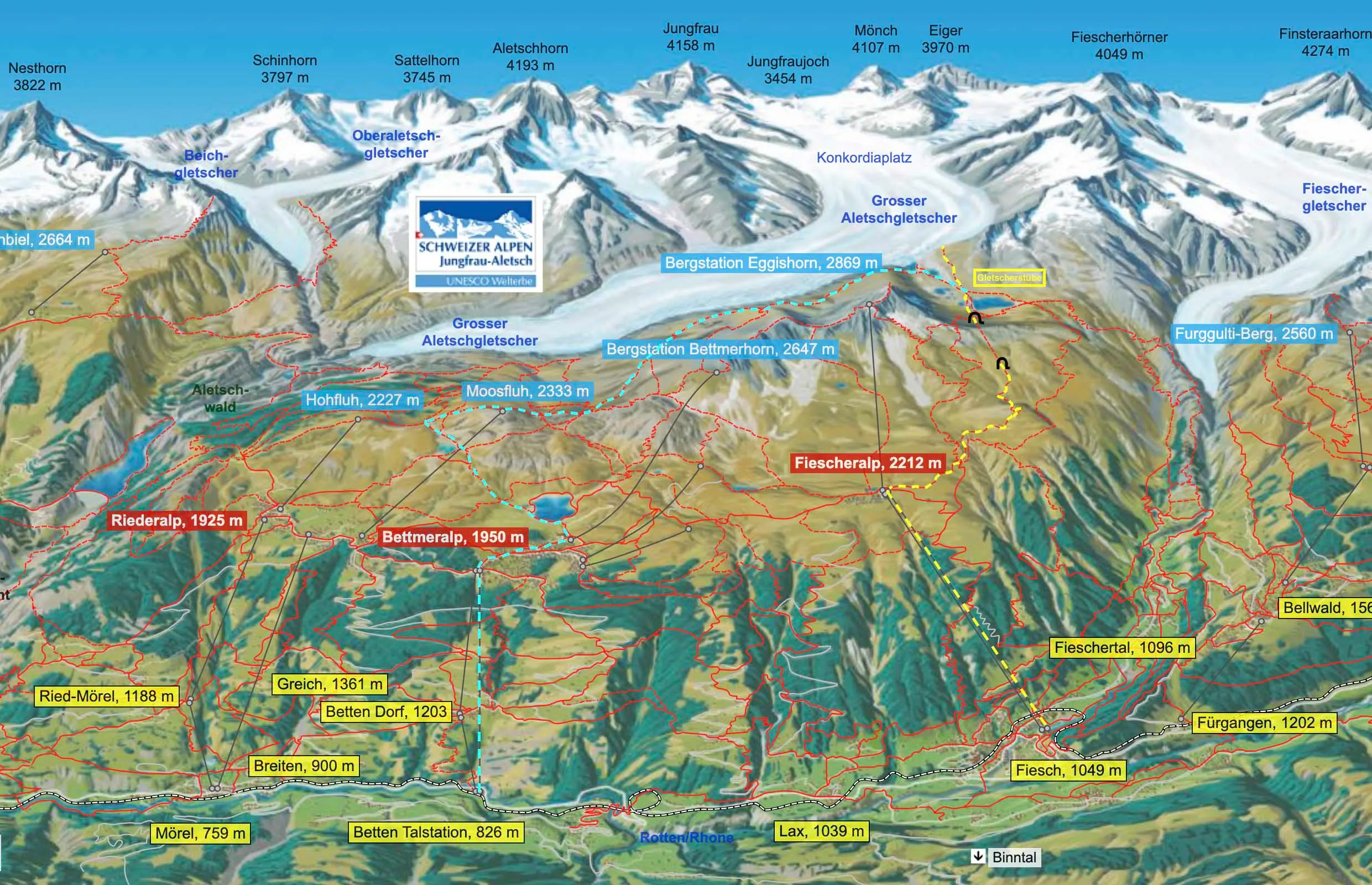 Aletsch Glacier Hike Panorama Trail Map