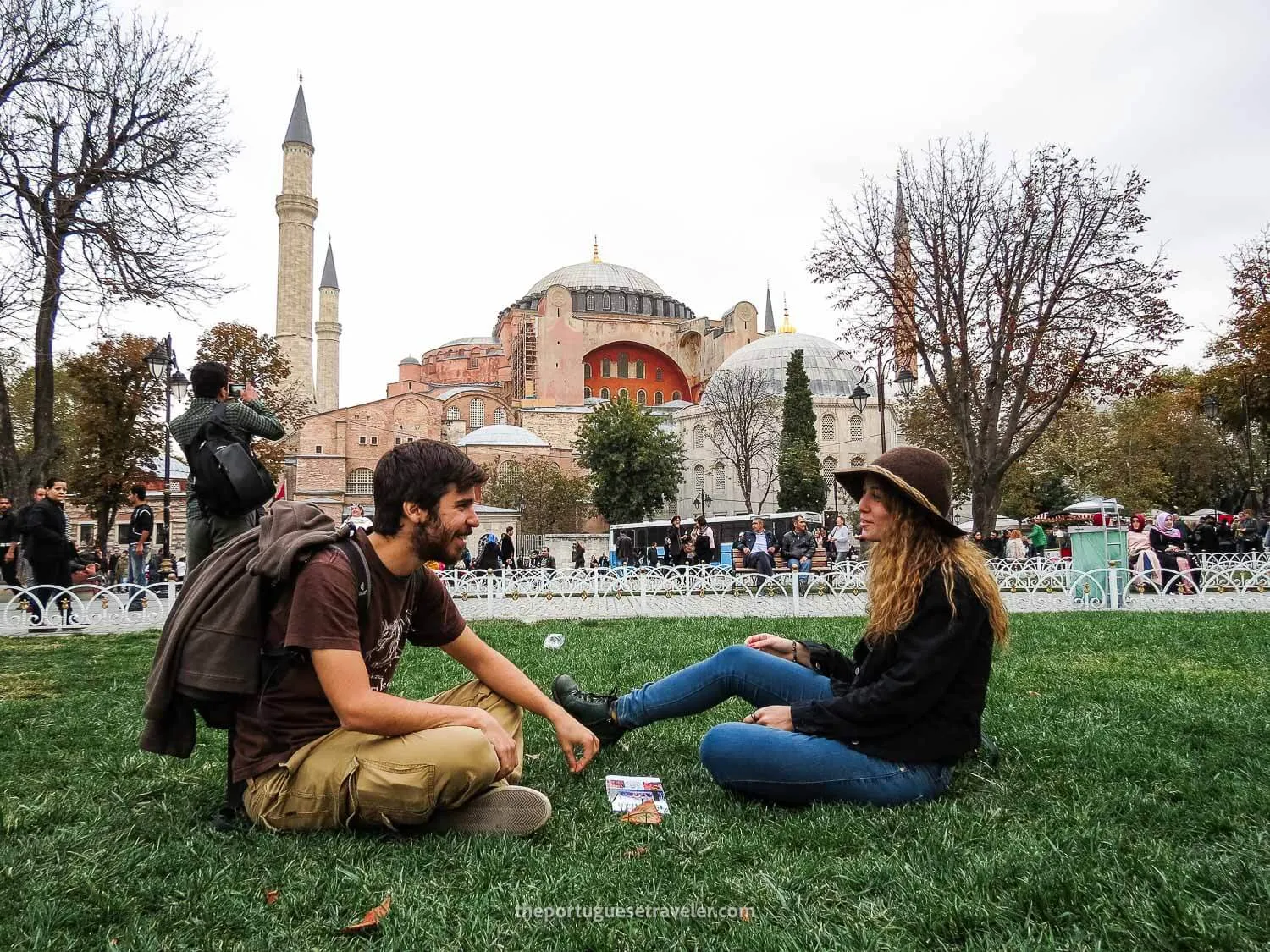Ece and Kostas in front of Hagia Sophia