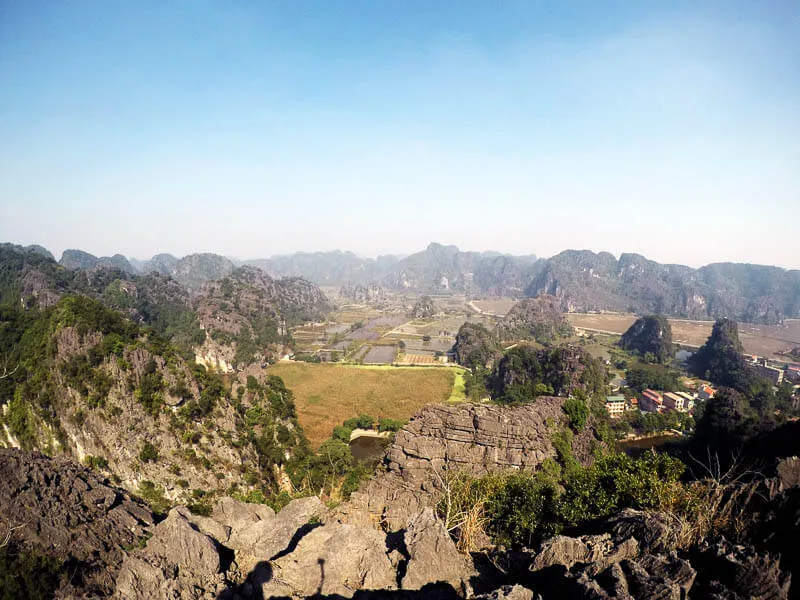 Aerial Veiw over Ninh Binh rice fields in Vietnam