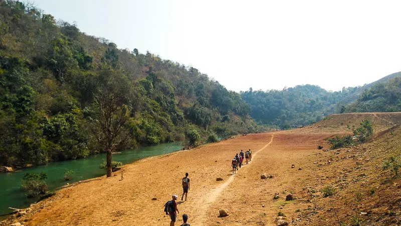 Aerial View Nature Hiking the Kalaw Hike in Myanmar