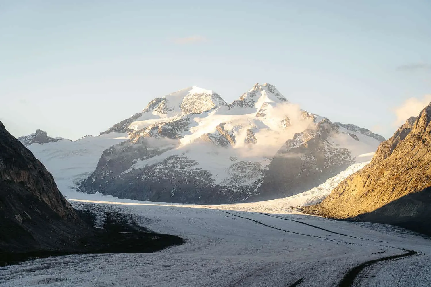 Aletsch Glacier at sunset