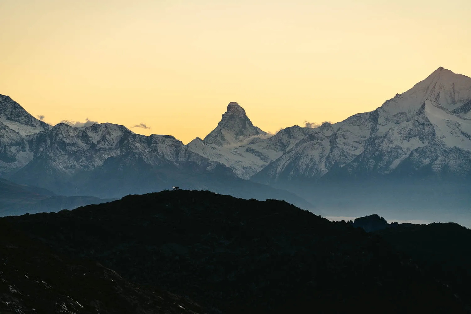 Matterhorn and Weisshorn at sunset