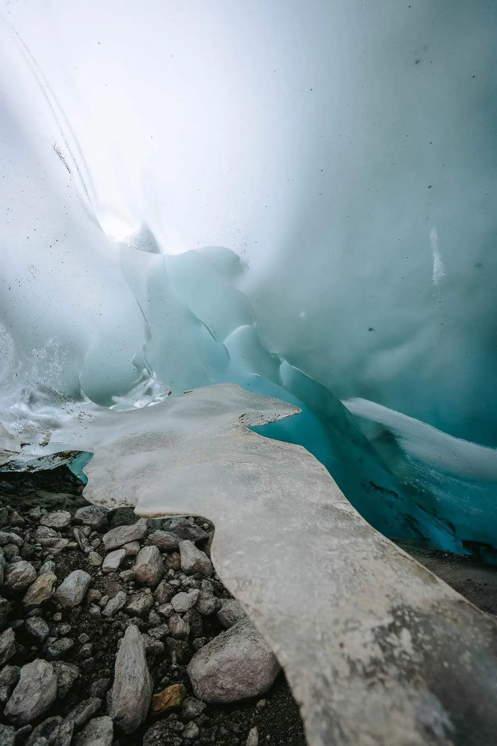 Blue-iced cave inside Aletsch Glacier