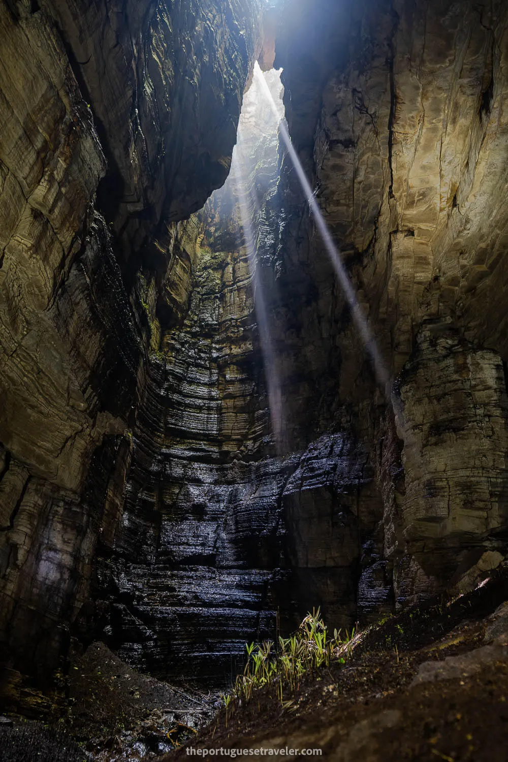 The first light rays entering through the top of the cathedral