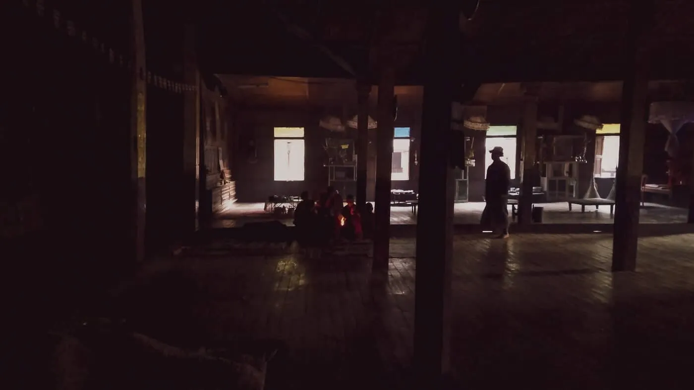 Atmospheric inteiror of the Hti Thein Monastery in Myanmar