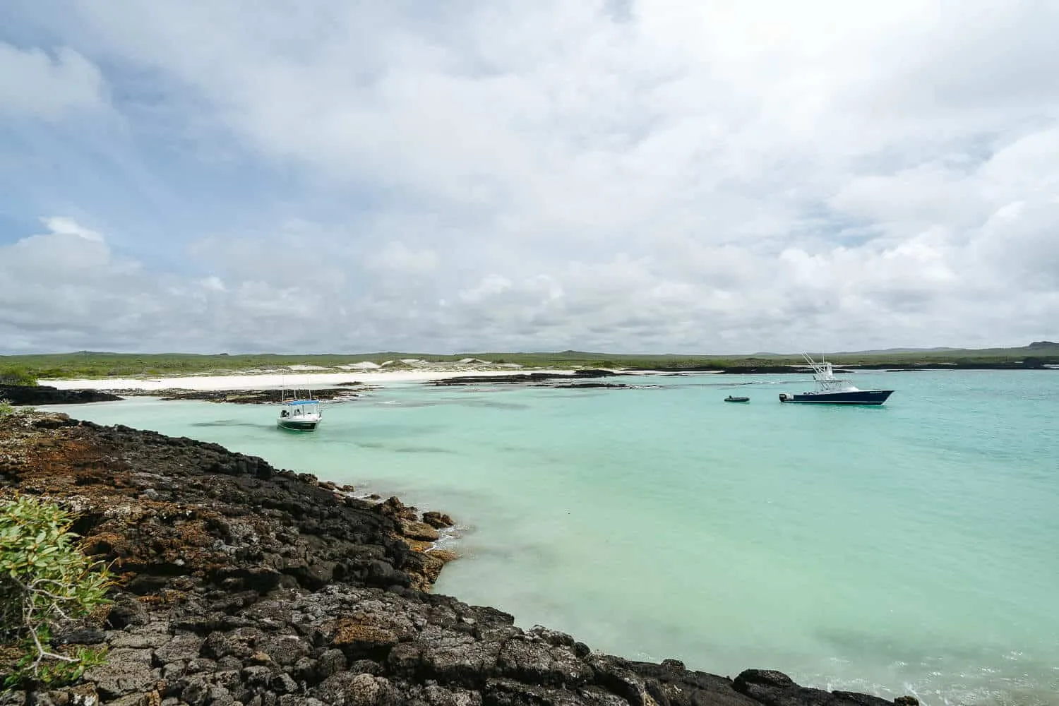 The Bahia Rosa Blanca beach with boats