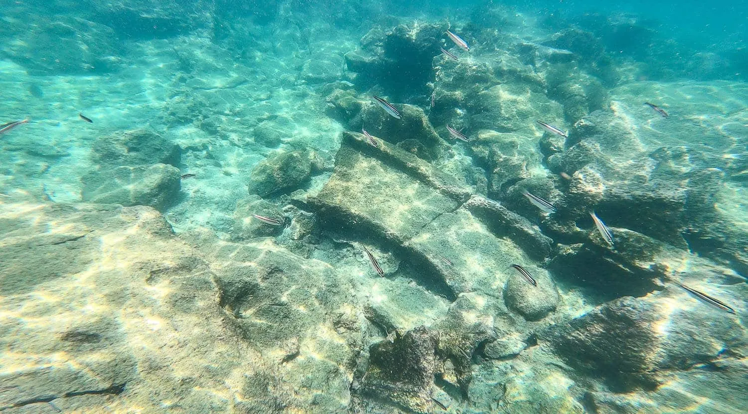An ancient collapsed lava tunnel underwater