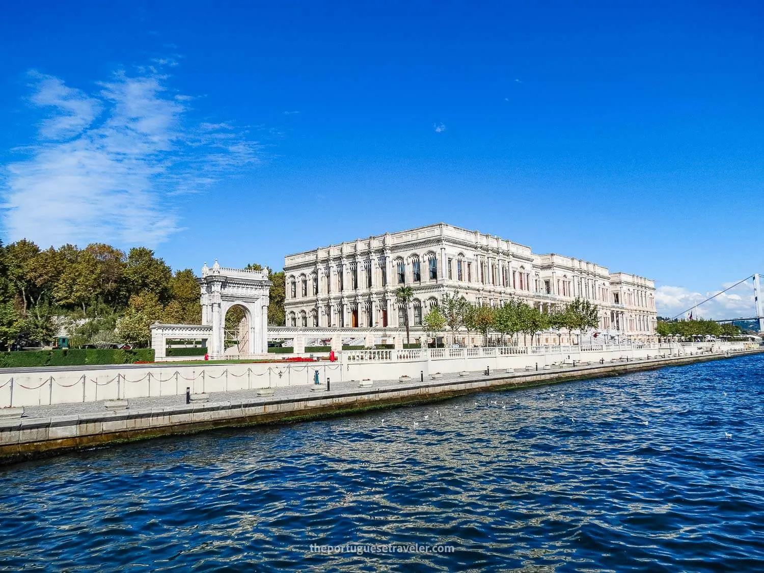 The Dolmabahçe Palace seen from the Bosphorus Cruise