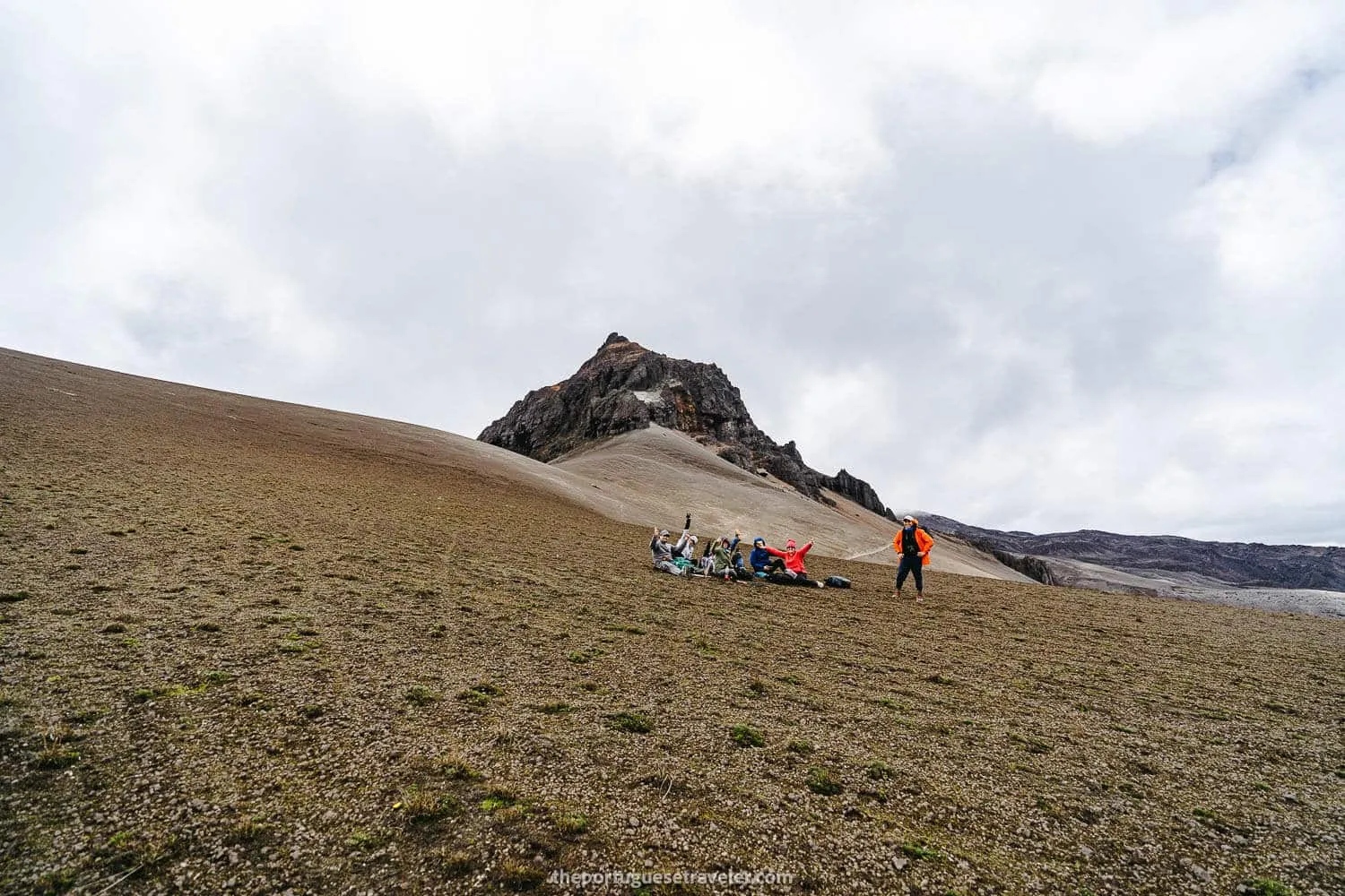 Finally reaching the top and meeting another group resting