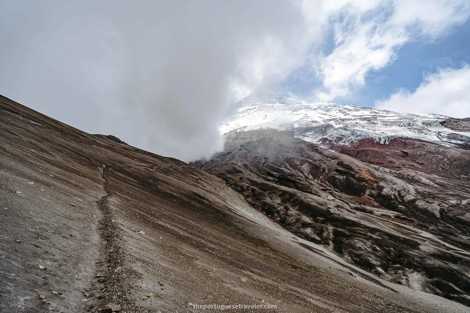 The way back to the refuge still with Cotopaxi at the background