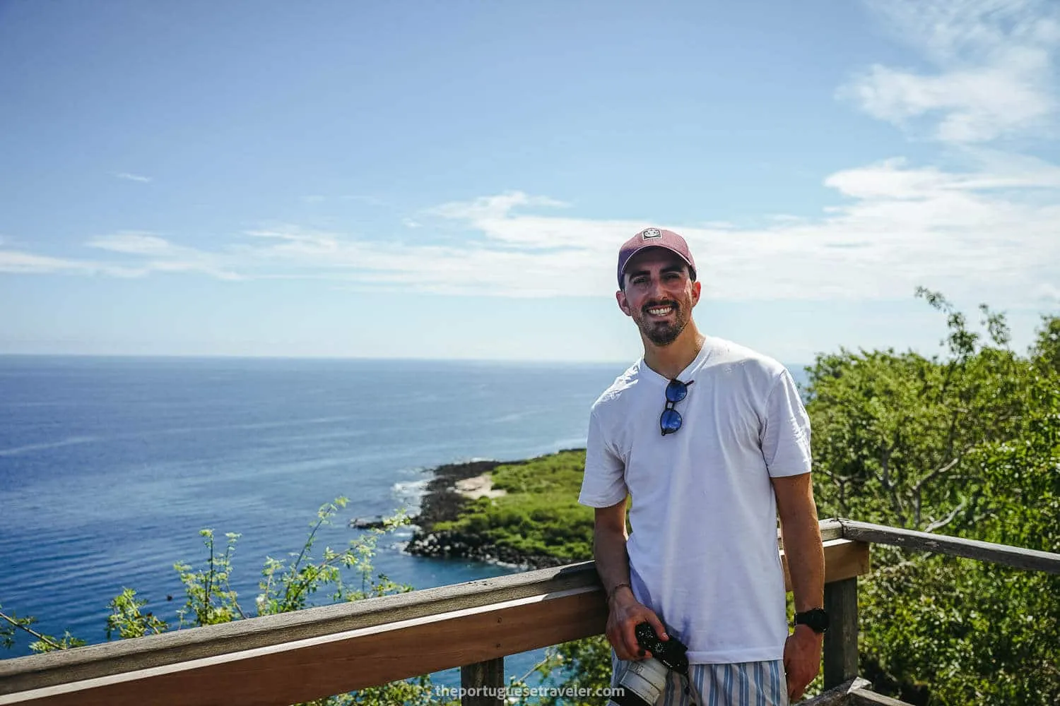 Me at Cerro Tijeretas taking some panoramas - Galapagos Packing List