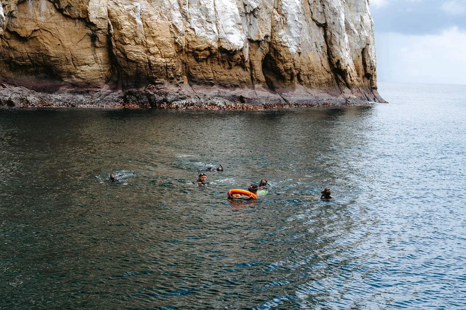 The group snorkeling at Kicker Rock