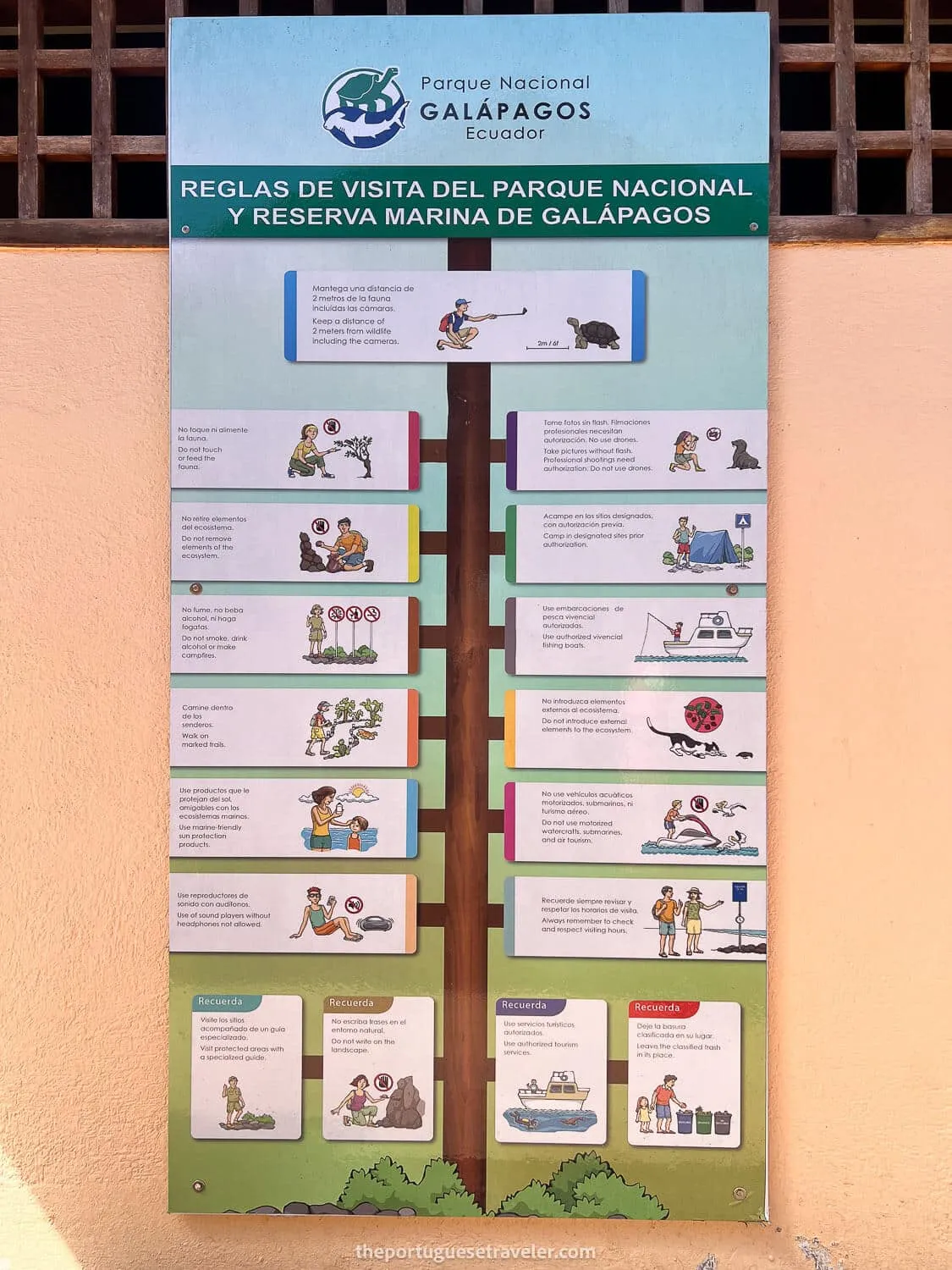 The rules at the tortoise breeding centre in San Cristobal, Galapagos