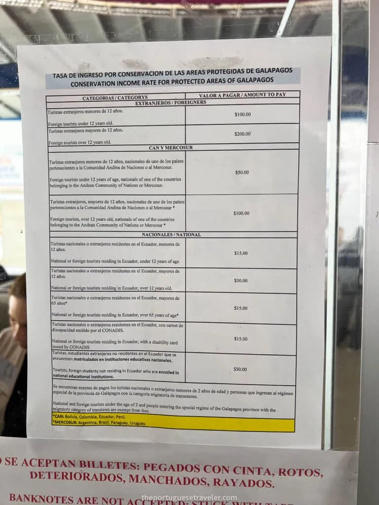 2026 updated prices of the entrance fee to the Galapagos Islands - Galapagos Rules
