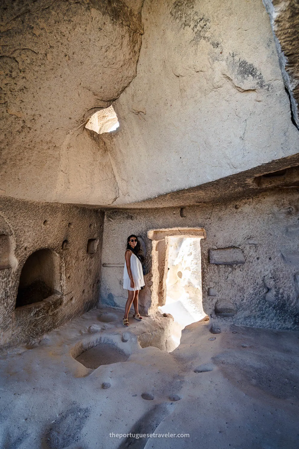 The interior of one of the carved monks houses in the Monks Valley