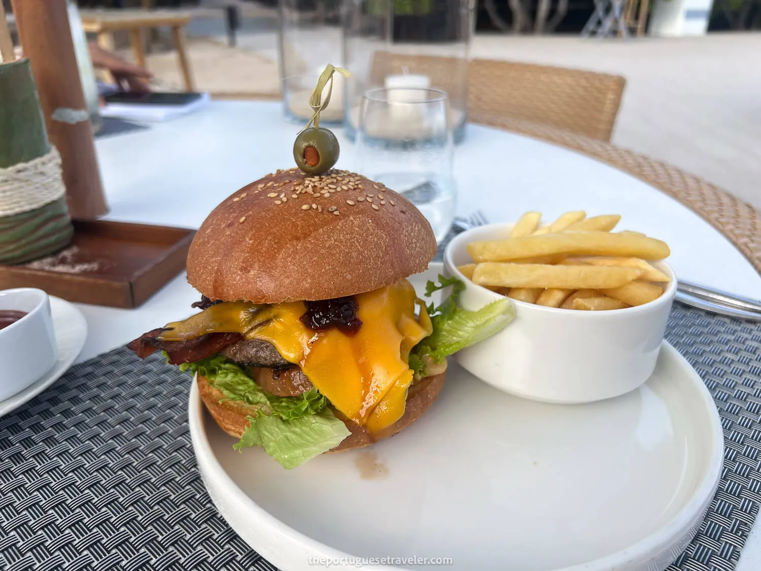 Finch Bay's burger by the pool
