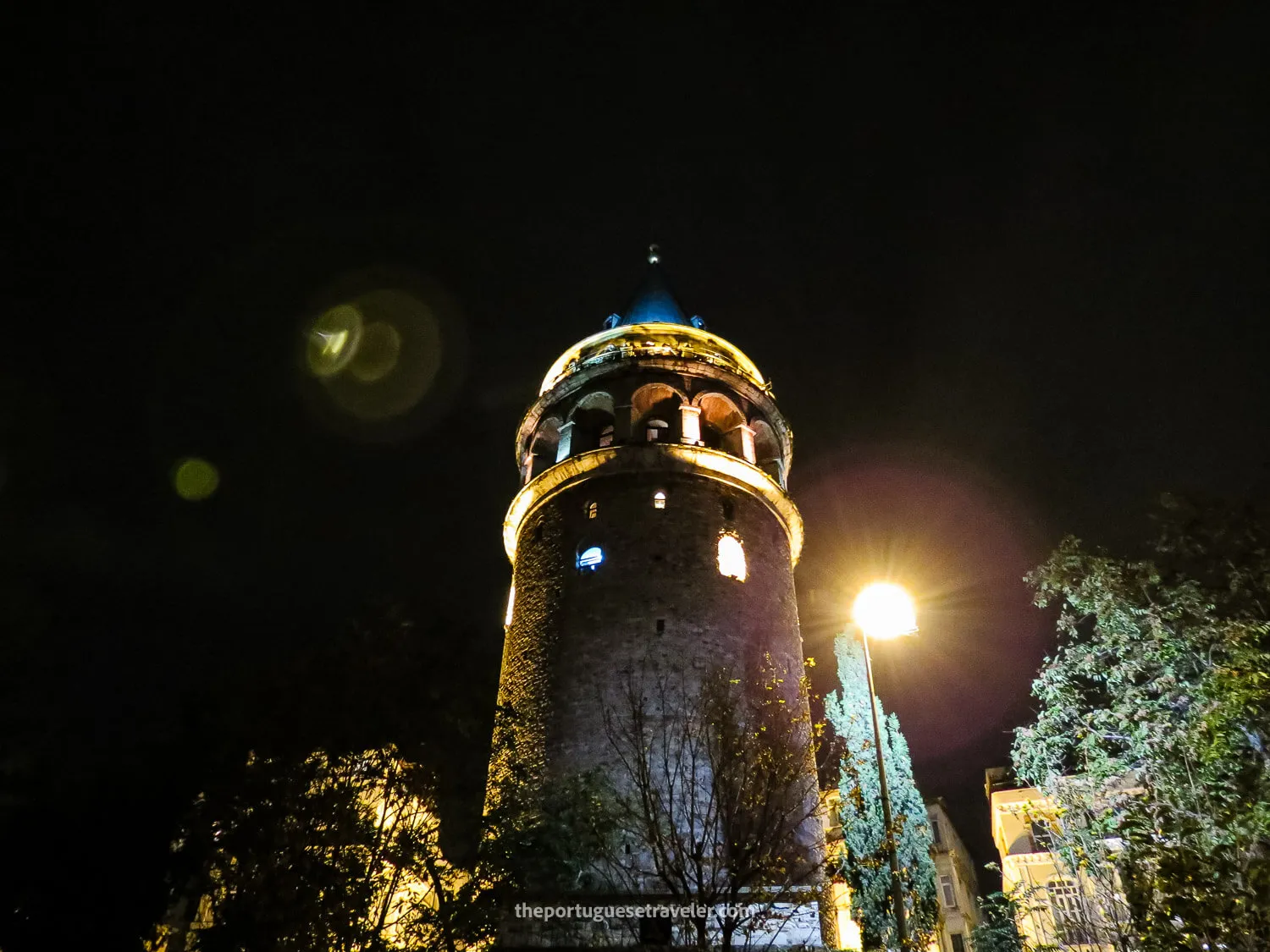 The Galata Tower at night