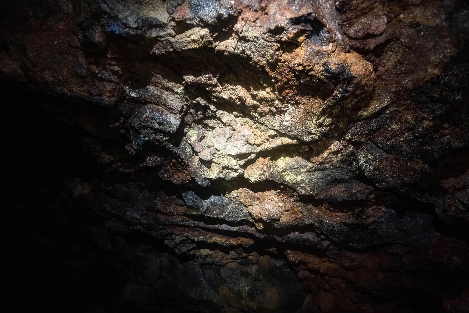 The golden interior of the volcano