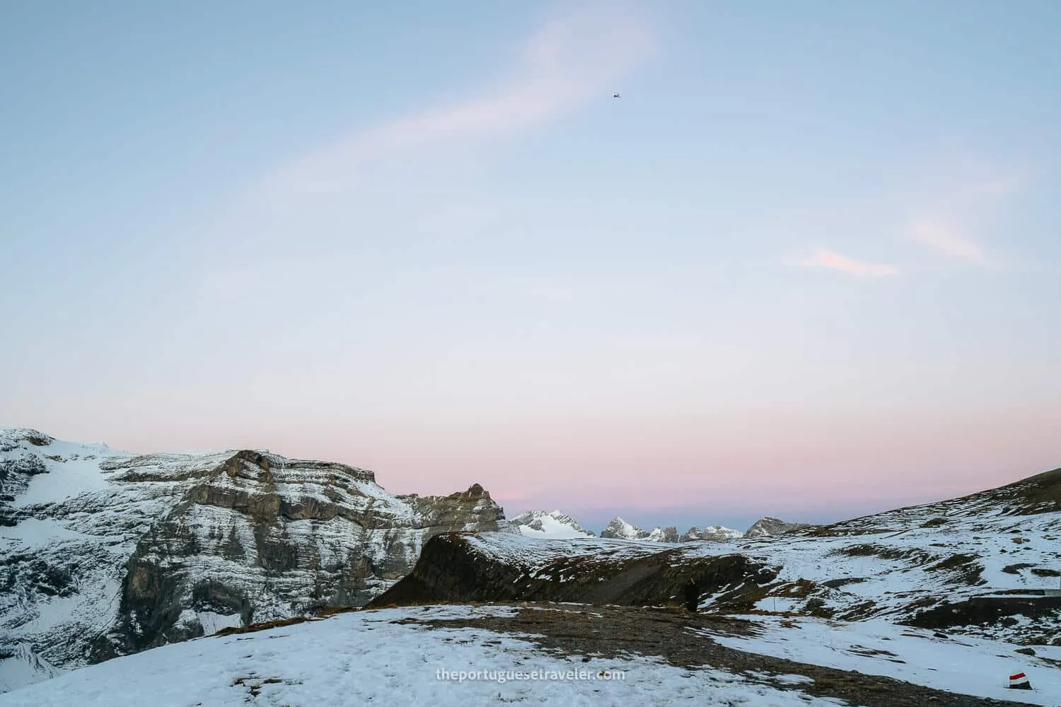 The beautiful Sunrise colours at Limmernsee with a drone in the air
