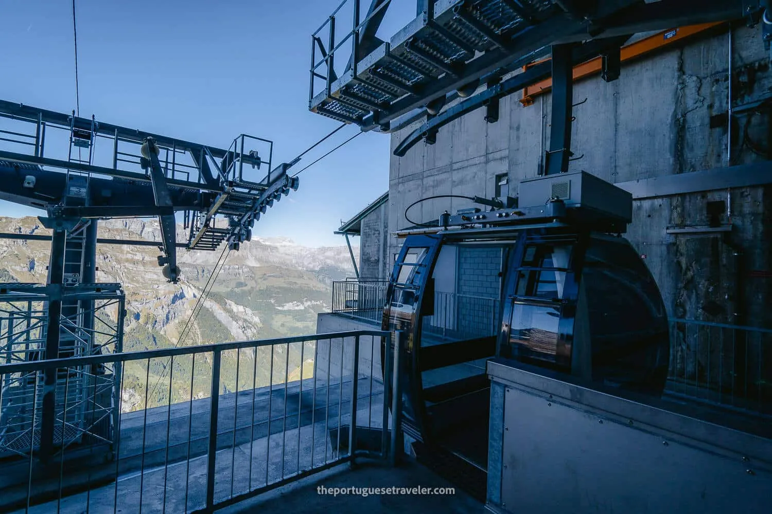 The cable car station before entering the tunnel