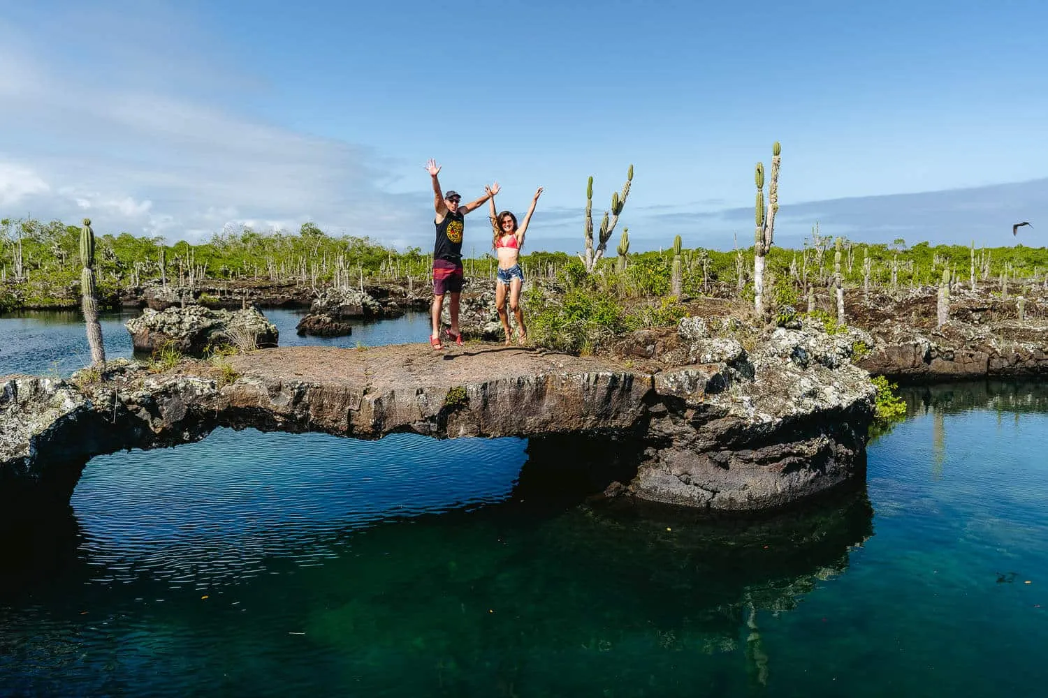 Photoshoots on the surface of Los Tuneles - Galapagos 4 Day Itinerary