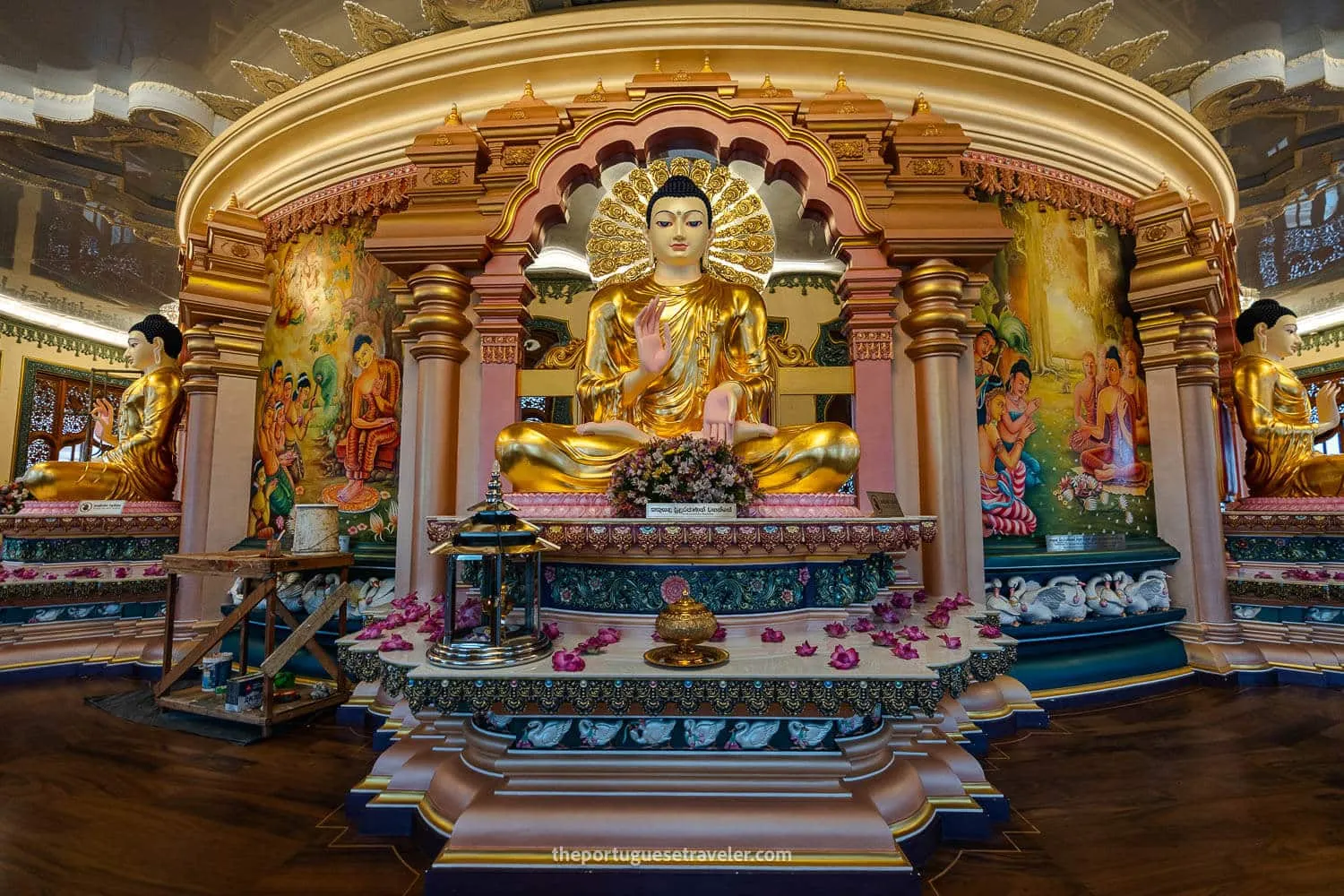 The interior of the Mahamevnawa Buddhist Monastery in Bandarawela, in Ella