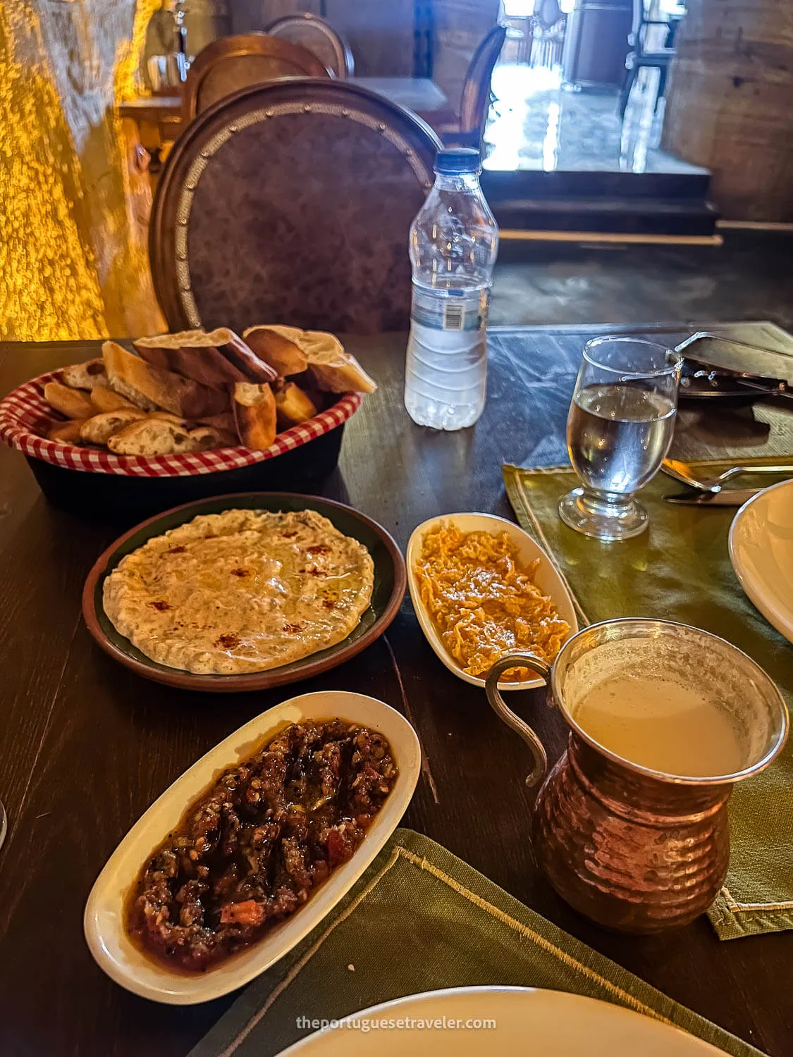 Different Mezze and Ayran as entrance