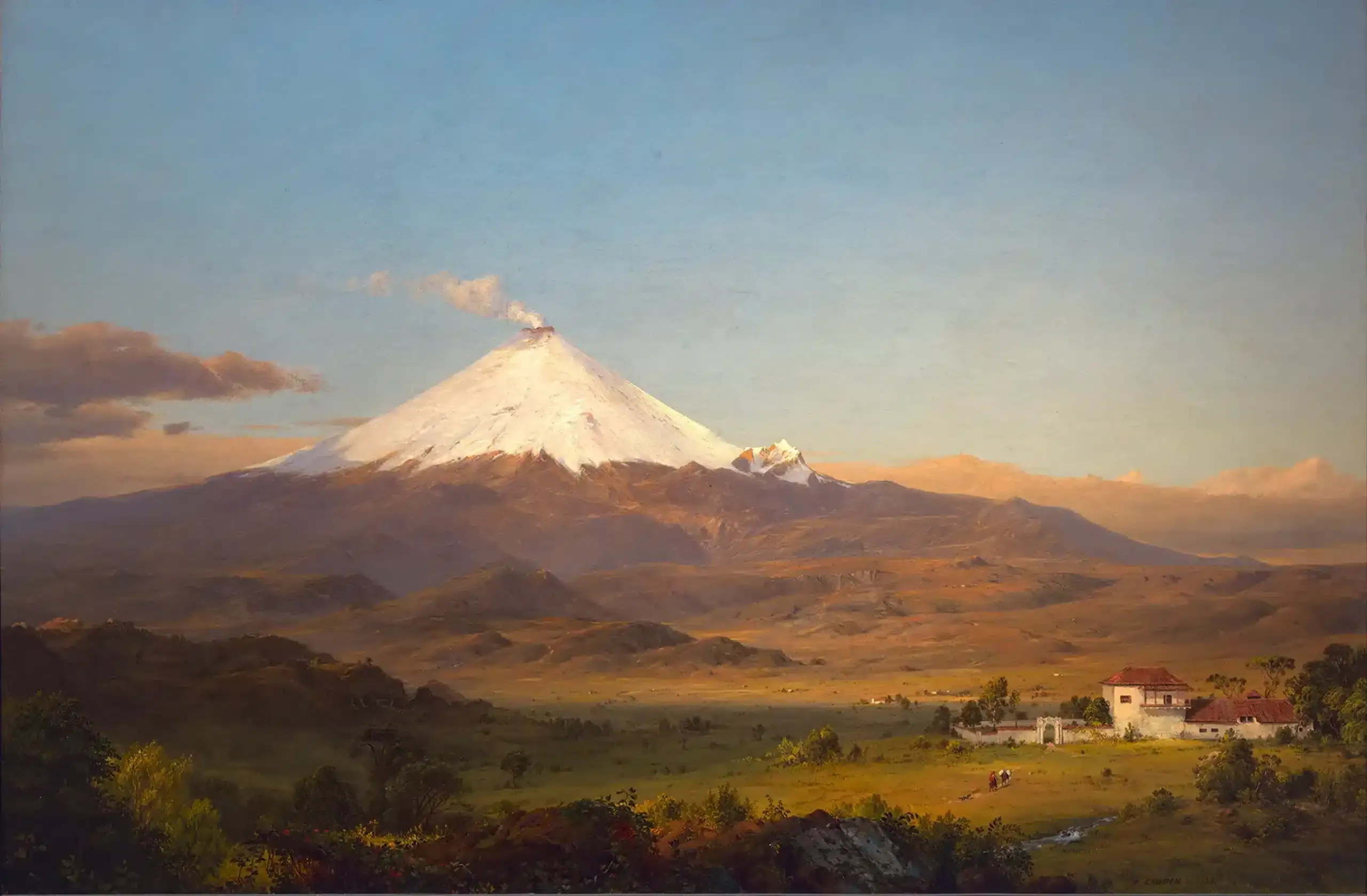 Cotopaxi Volcano with Morurco Mountain - Painting by Frederic Edwin Church, 1855