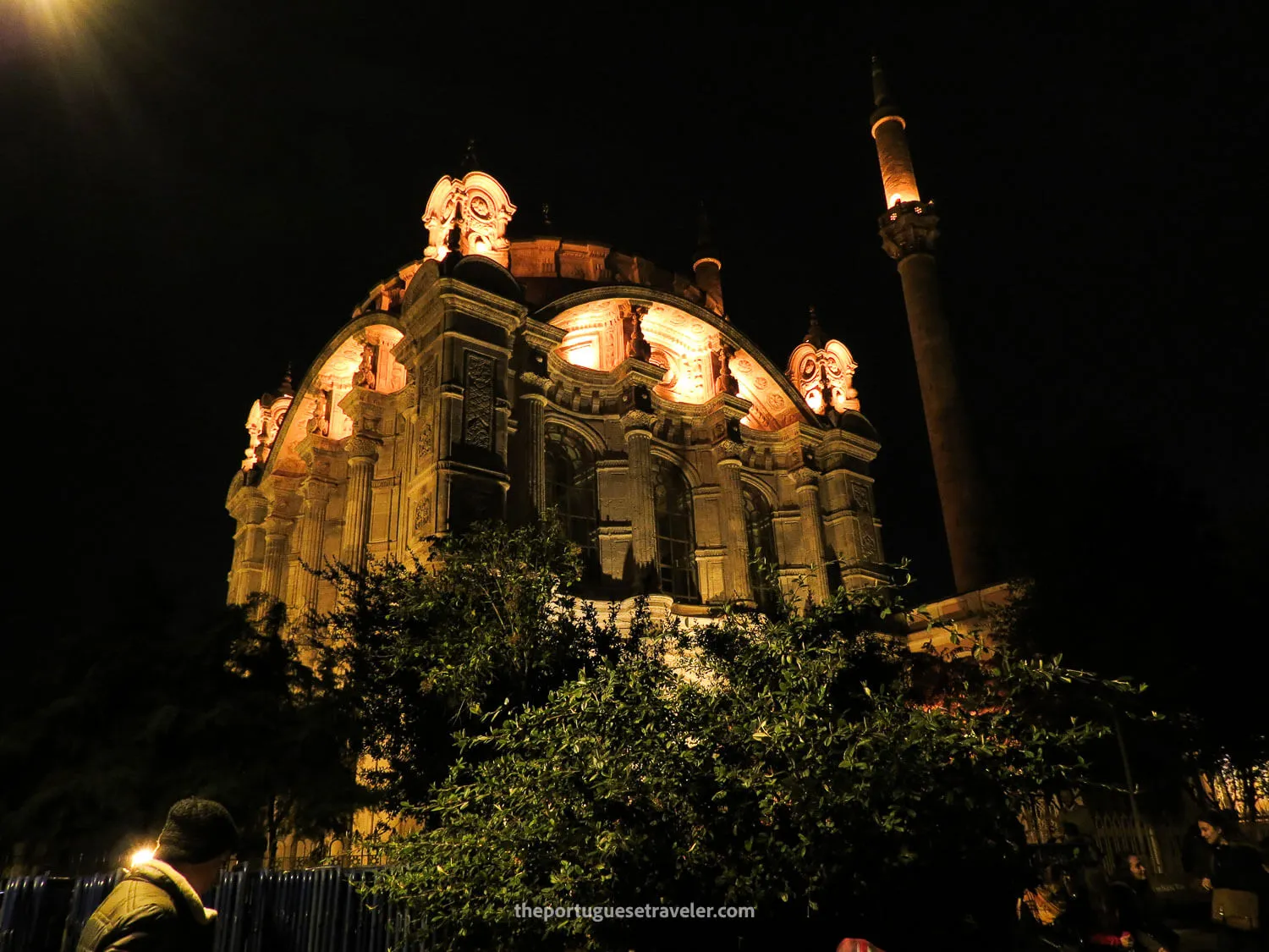 The Ortaköy Mosque at night