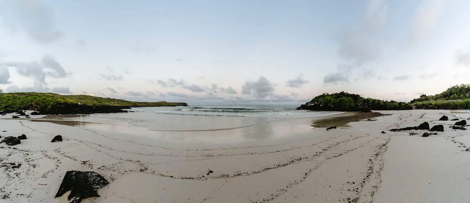 Panorama of Puerto Chino beach on the Highlands Tour in San Cristobal