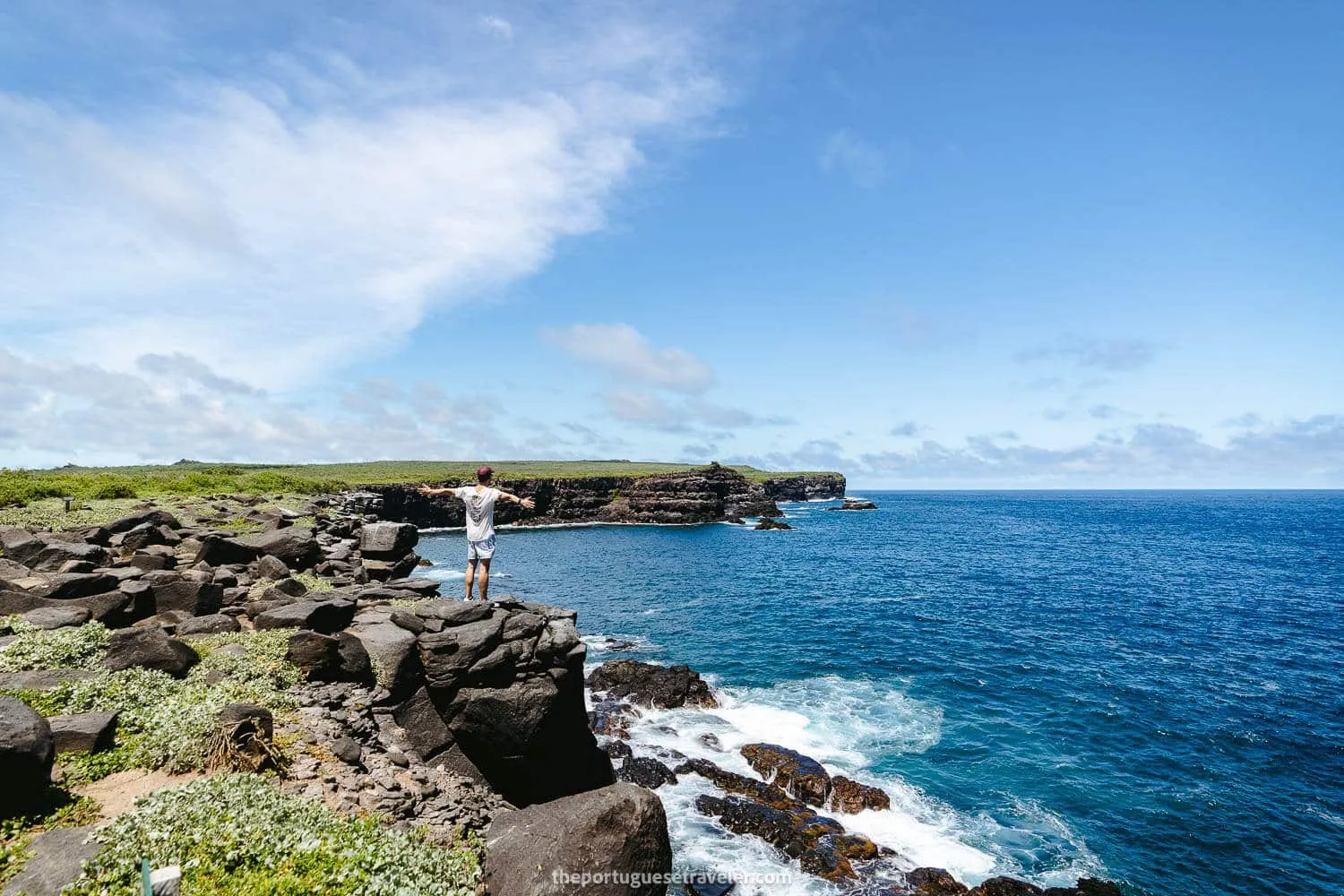 Me at a cliff on the Española Island Tour - Galapagos Cruise vs Island Hopping