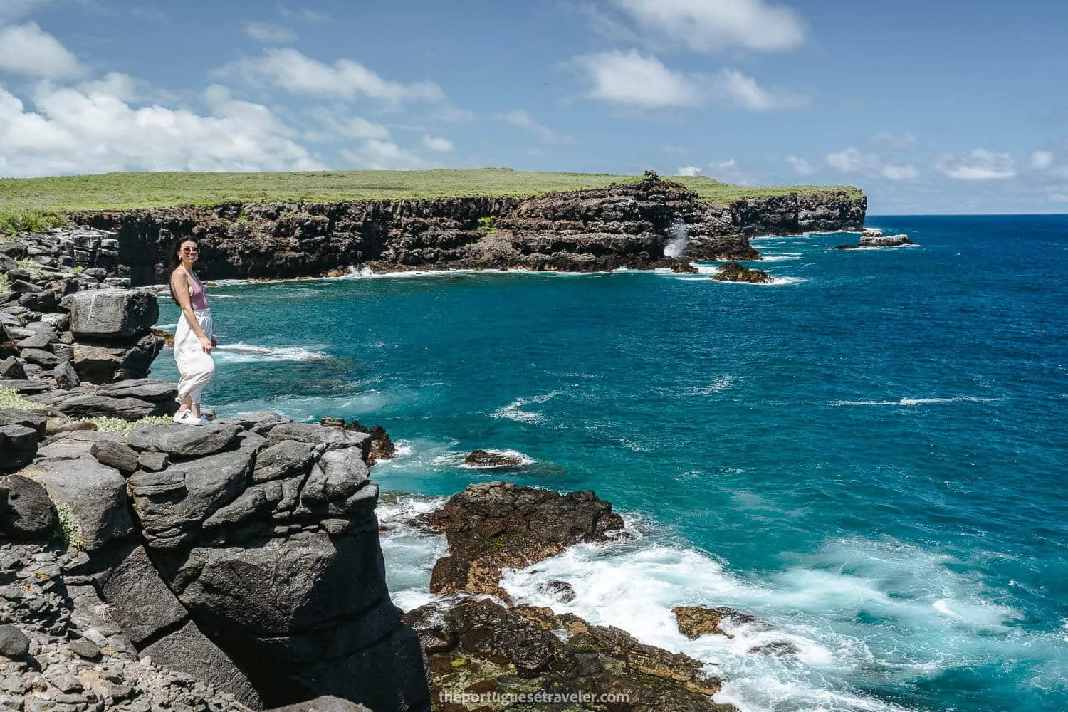 Jhos at the cliff on the Española Island Tour - Galapagos 5 Day Itinerary