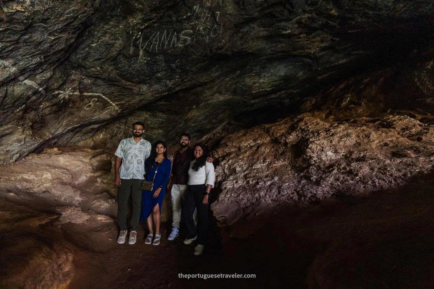 A family inside Ravana's Cave