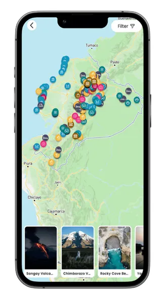 Preview of the Rexby interactive Ecuador guide map