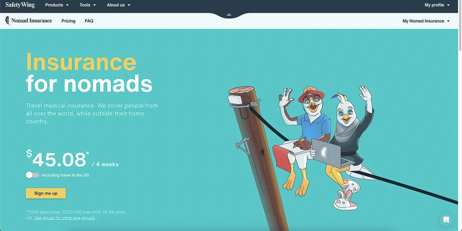 Nomad Insurance's Main Page