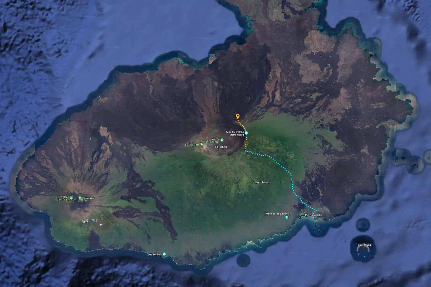 Map of Sierra Negra Volcano Tour