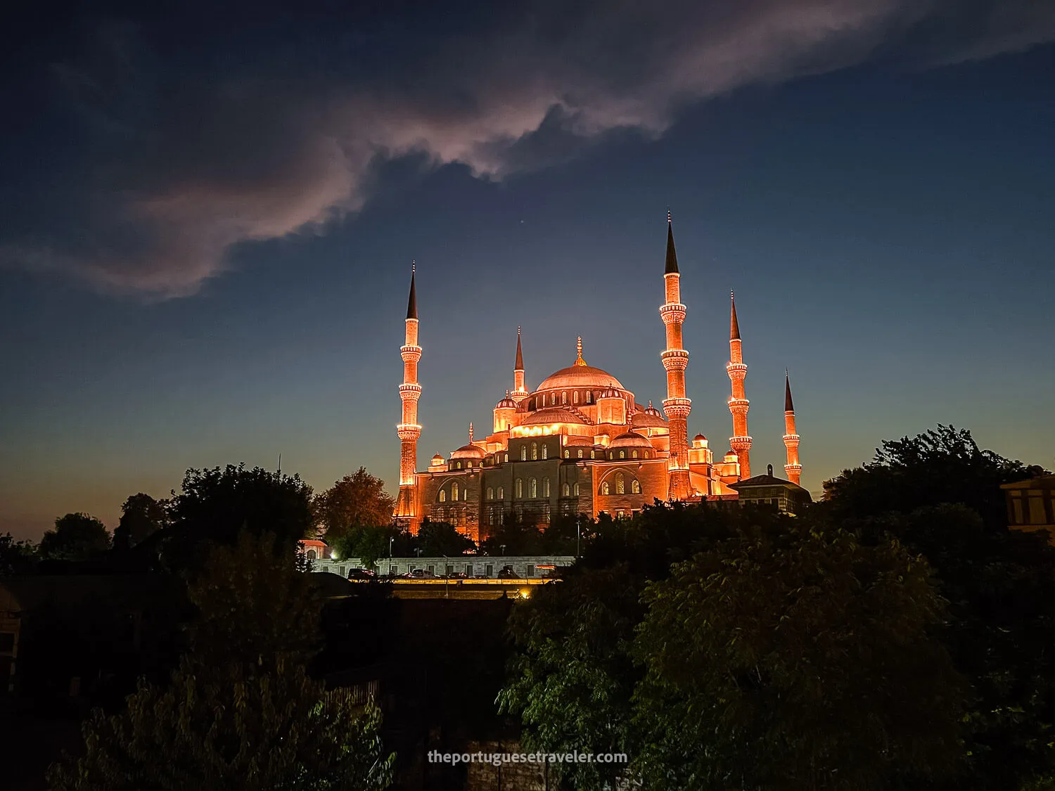 The Blue Mosque at night
