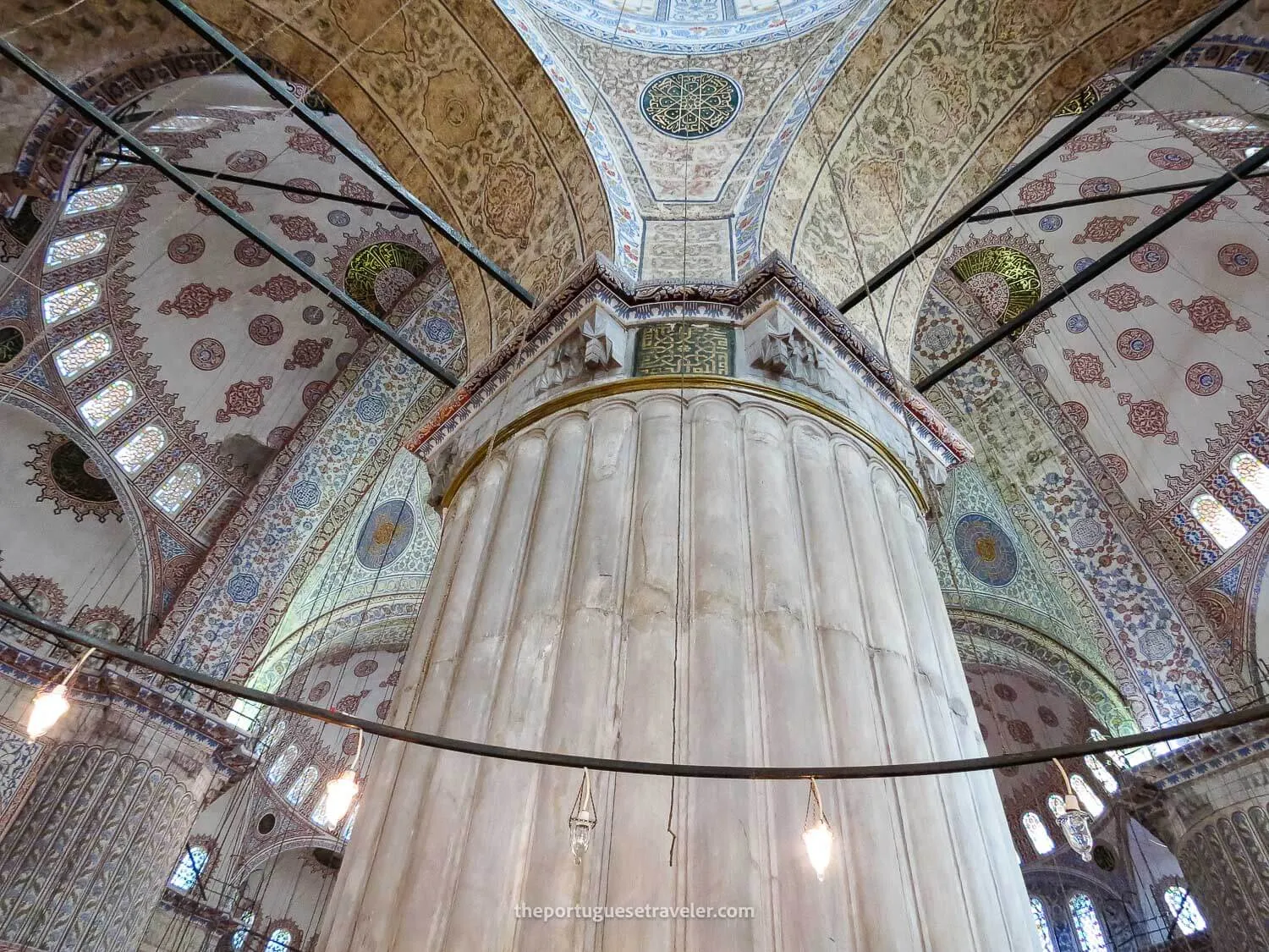 A massive pillar of The Sultanahmet Camii, Blue Mosque in Istanbul