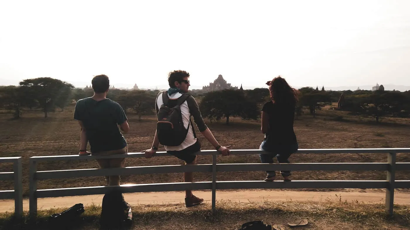 Sunset with Friends viewing the Temples of Bagan in Myanmar