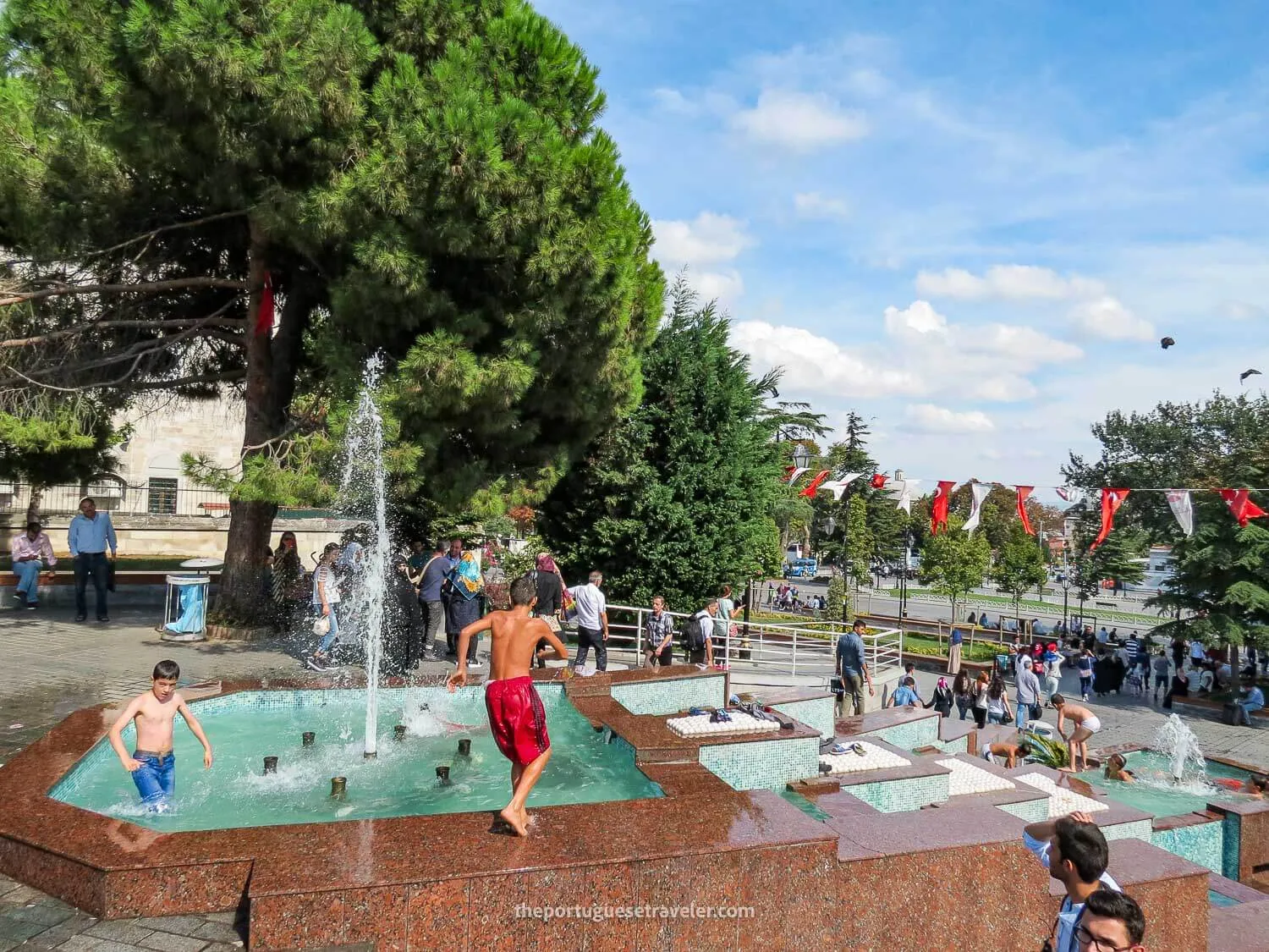 Swimming kids in Sultanahmet neighborhood in Istanbul