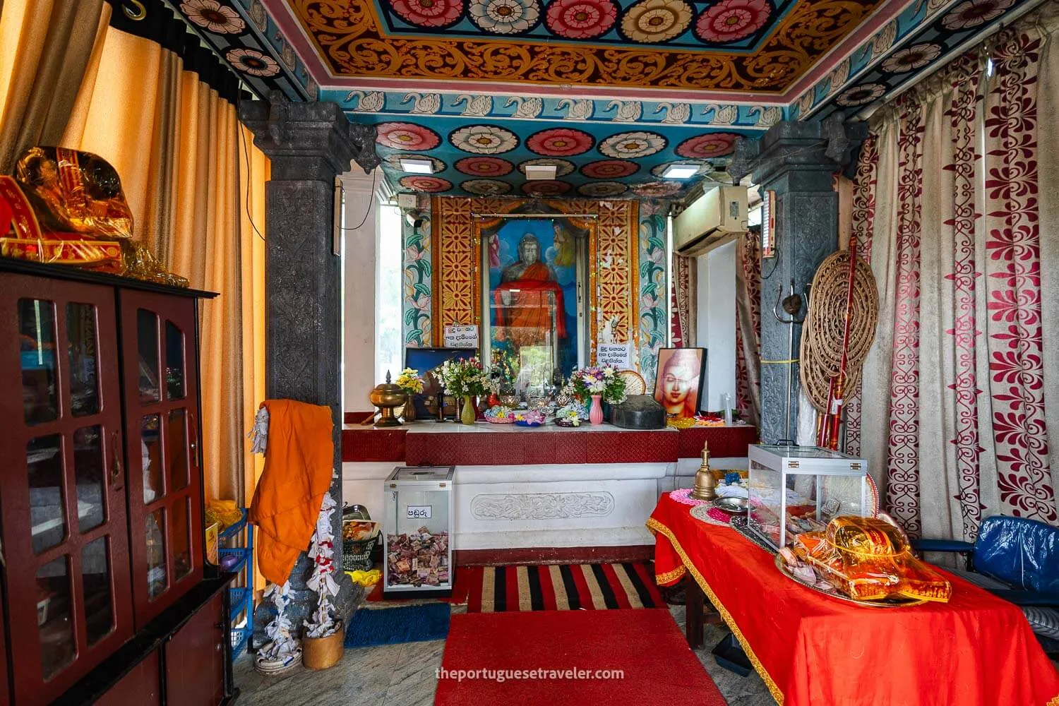 The interior of a shrine at the Tissamaharama Raja Maha Vihara Temple