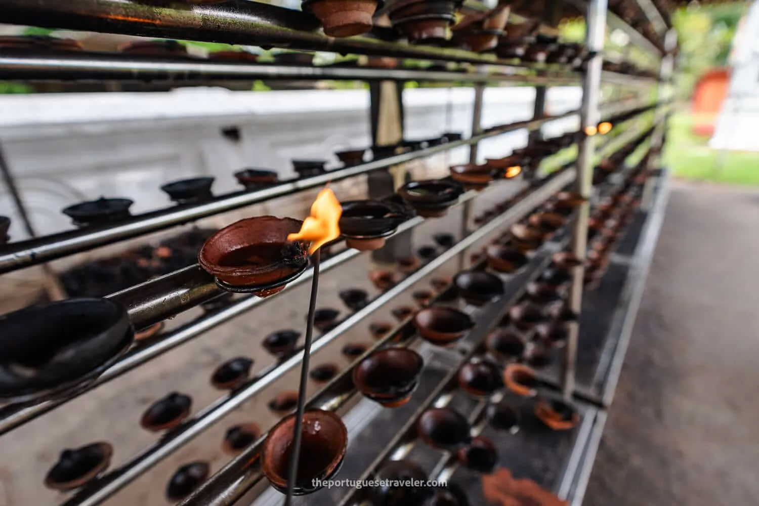 Incense praying area inside the Tissamaharama Raja Maha Vihara temple in Sri Lanka