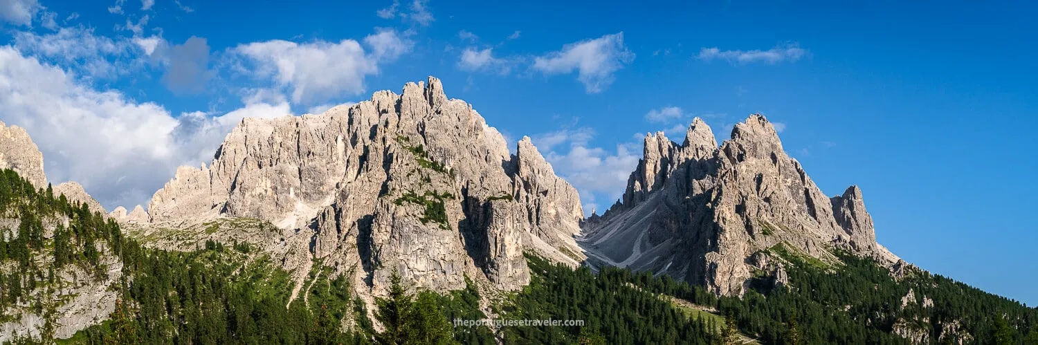 The surrounding mountain peaks at sunrise