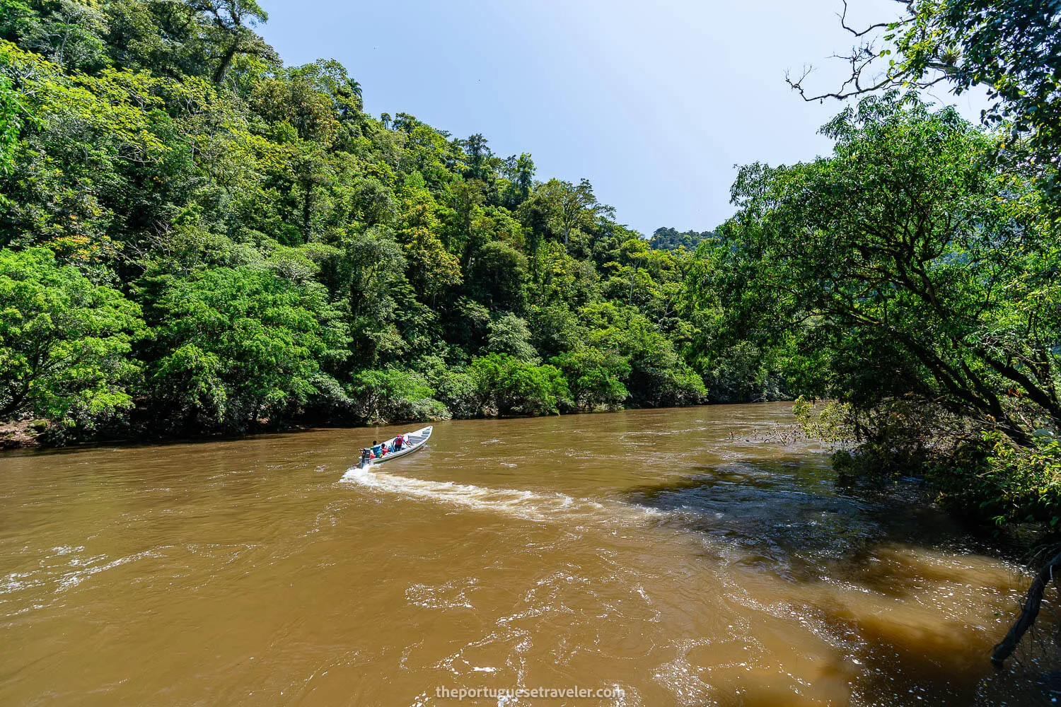 The boat leaving us alone in the jungle